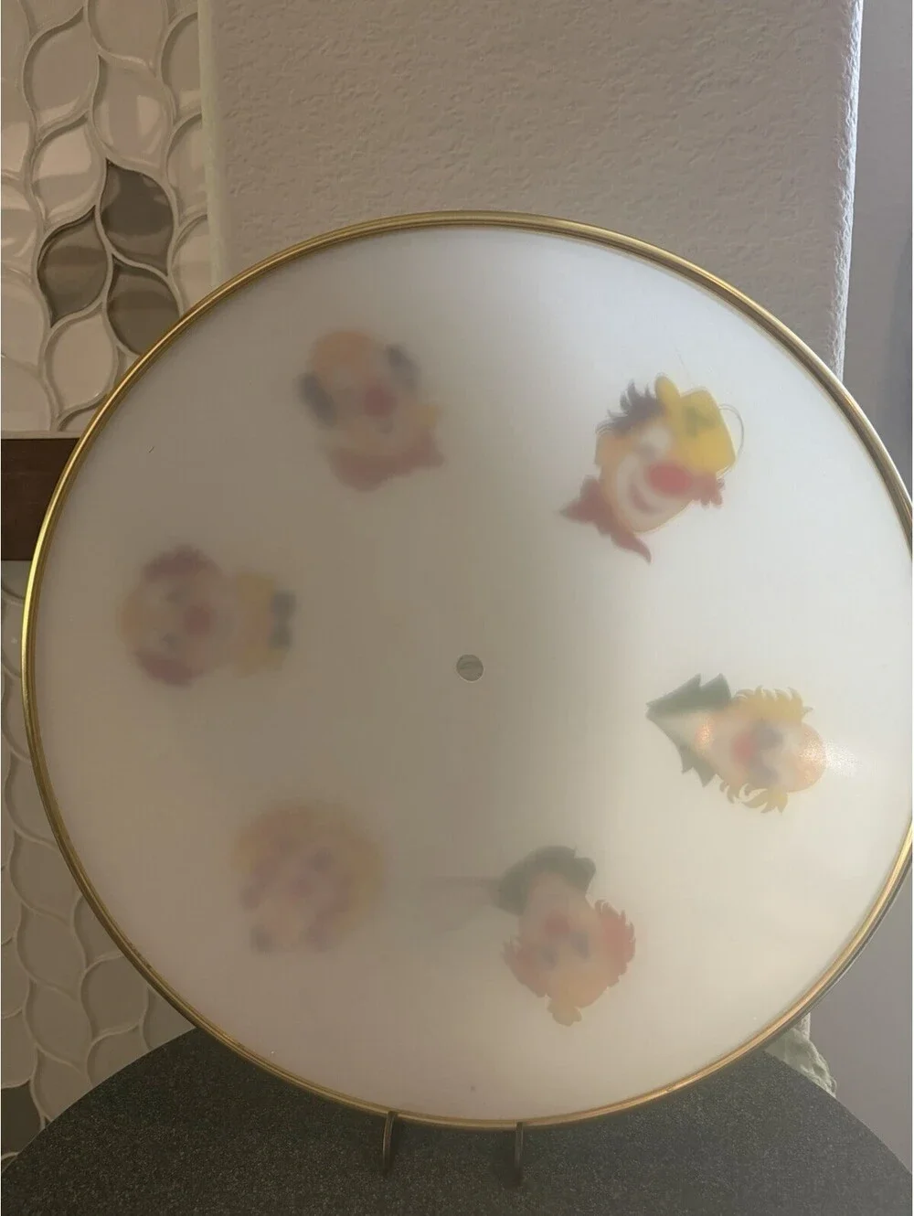 Vintage Glass Ceiling Light Shade Cover Clowns Circus Carnival